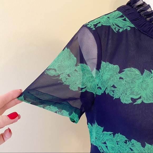 J. Crew 100% Silk Chiffon Ruffle Neck  Top - 2 - Picture 9 of 15